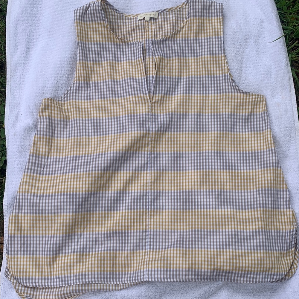 Ann Mashburn Yellow and Gray Gingham Top